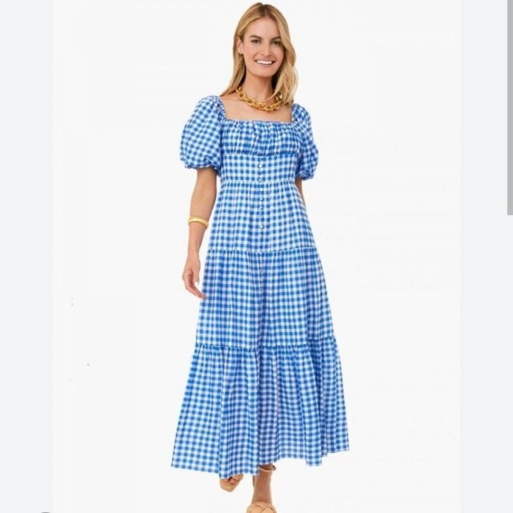 NWT Tuckernuck Hyacinth House Blue Gingham Maxi Dress